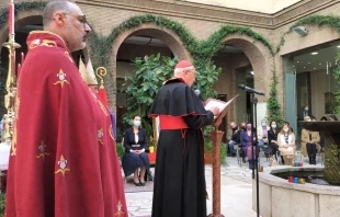 Cardinal Leonardo Sandri delivers a homily during Divine Liturgy at the Pontifical Armenian College in Rome on April 24, 2021. Courtesy Photo.